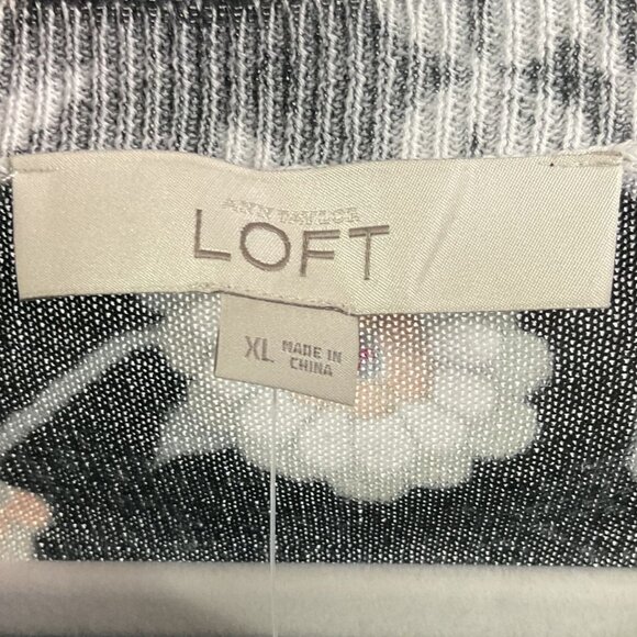 NWT LOFT black floral print button-up cardigan, XL - Picture 7 of 10